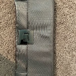 Silver faux alligator clutch
